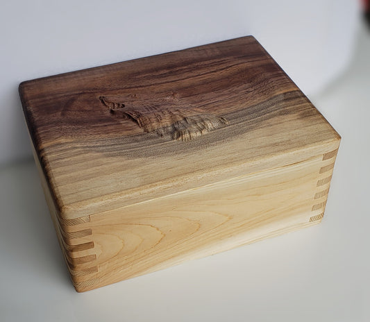 Jewelry Box with Wolf Carving