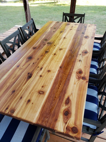 BC cedar table polished with Beatty's Beeswax Polish